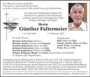 Traueranzeige Günther Faltermeier