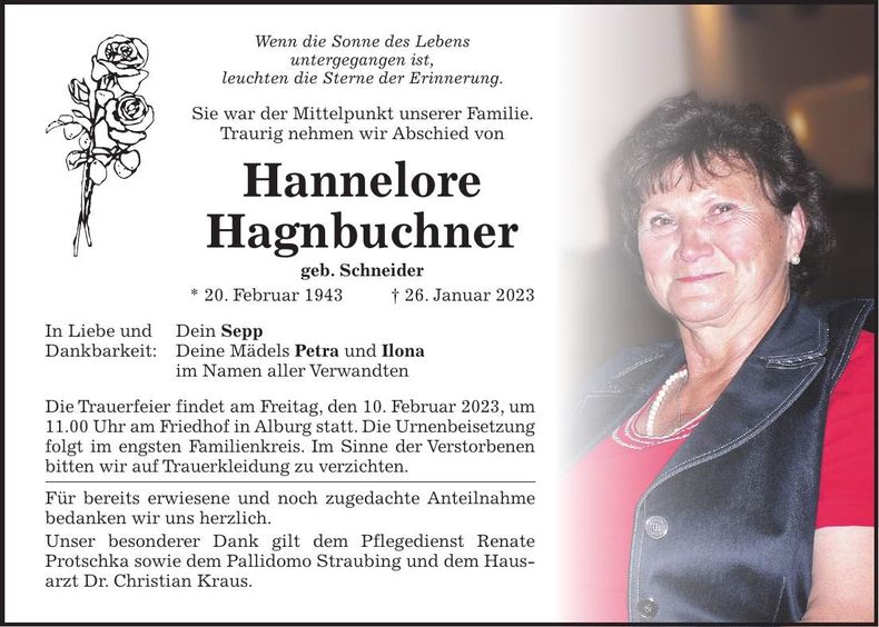 Traueranzeige Hannelore Hagnbuchner