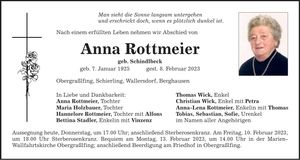 Traueranzeige Anna Rottmeier