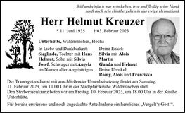 Traueranzeige Helmut Kreuzer