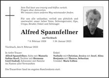 Traueranzeige Alfred Spannfellner