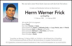 Traueranzeige Werner Frick