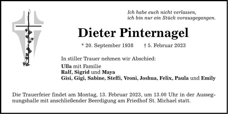 Traueranzeige Dieter Pinternagel