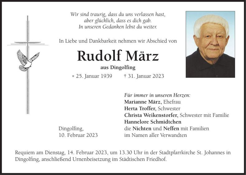 Traueranzeige Rudolf März