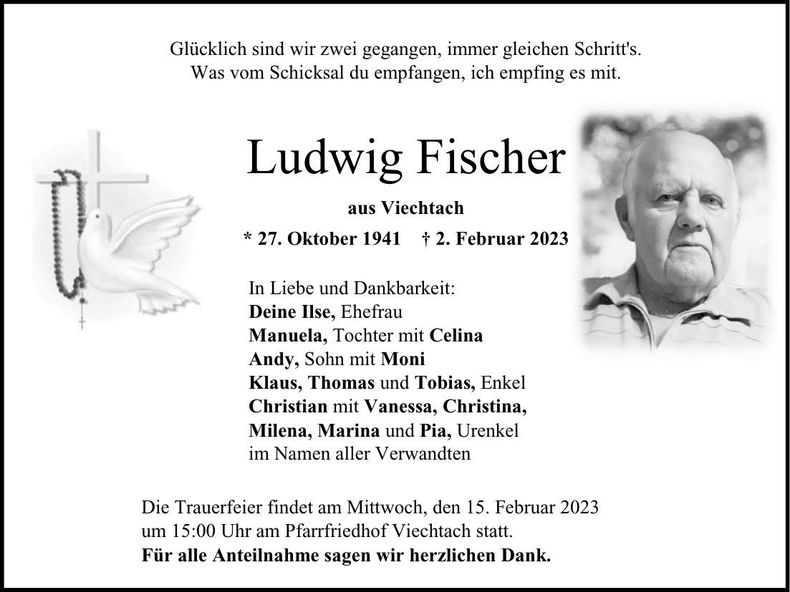 Traueranzeige Ludwig Fischer