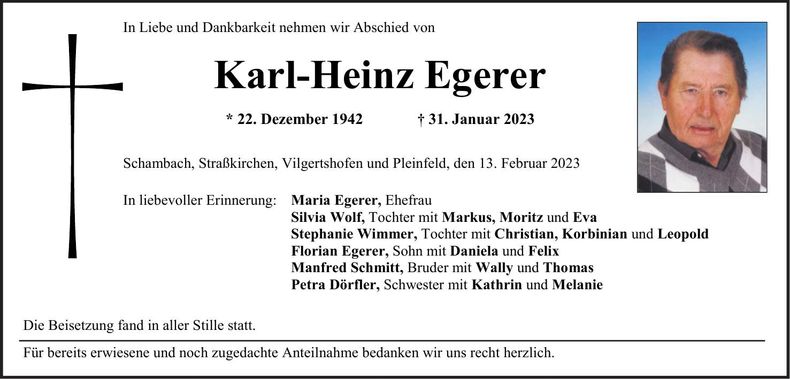Traueranzeige Karl-Heinz Egerer