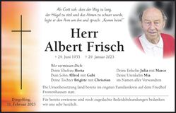 Traueranzeige Albert Frisch