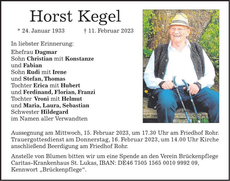 Traueranzeige Horst Kegel