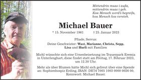 Traueranzeige Michael Bauer