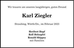 Traueranzeige Karl Ziegler