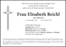 Traueranzeige Elisabeth Reichl