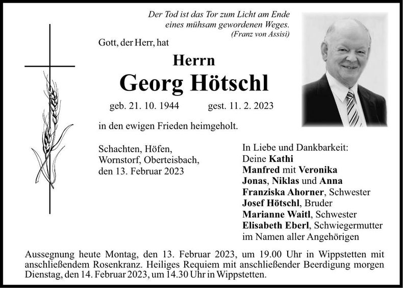 Traueranzeige Georg Hötschl