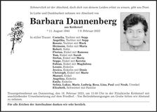 Traueranzeige Barbara Dannenberg