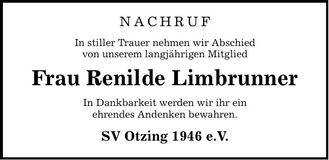 Traueranzeige Renhilde Limbrunner