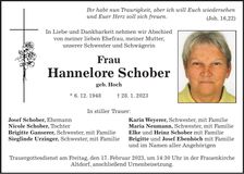 Traueranzeige Hannelore Schober
