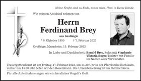 Traueranzeige Ferdinand Brey