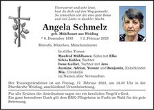 Traueranzeige Angela Schmelz