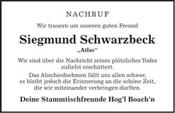 Traueranzeige Siegmund Schwarzbeck