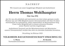 Traueranzeige Thomas Wohlhaupter