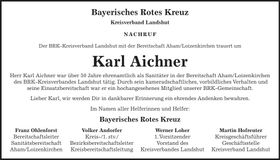 Traueranzeige Karl Aichner
