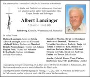 Traueranzeige Albert Lanzinger
