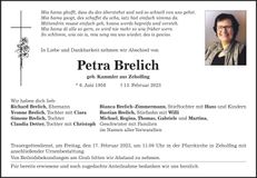 Traueranzeige Petra Brelich