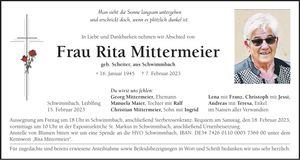 Traueranzeige Rita Mittermeier