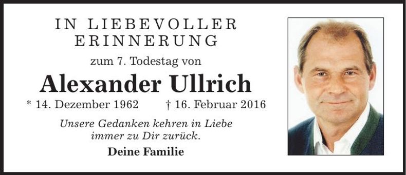 Traueranzeige Alexander Ullrich