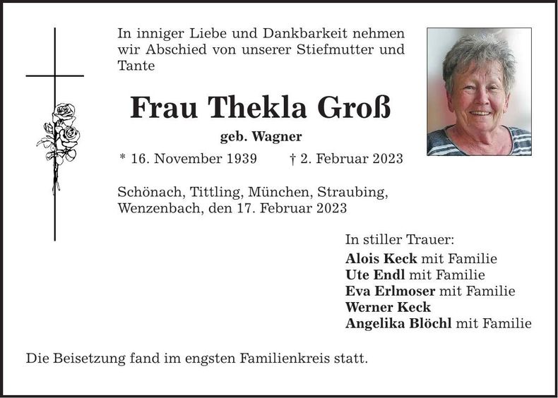 Traueranzeige Thekla Groß