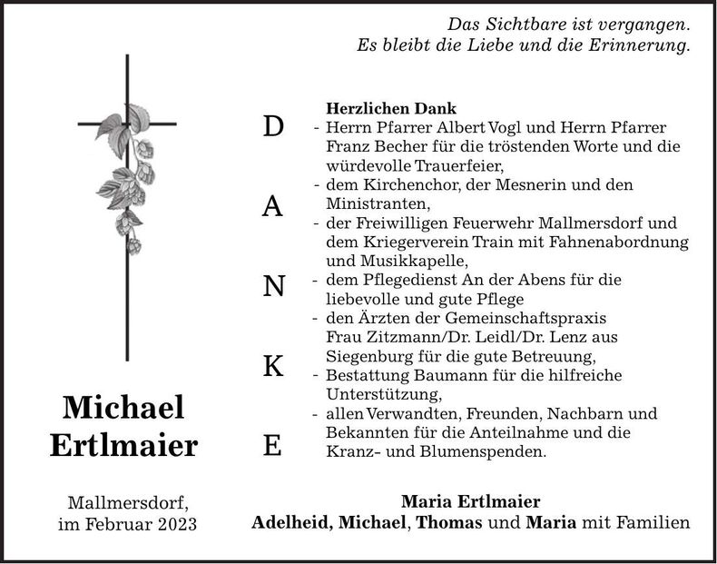 Traueranzeige Michael Ertlmaier
