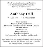 Traueranzeige Anthony Dell