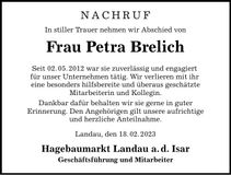Traueranzeige Petra Brelich