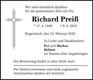 Traueranzeige Richard Preiß