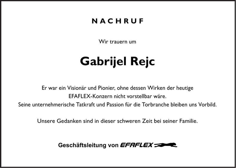 Traueranzeige Gabrijel Rejc