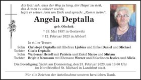 Traueranzeige Angela Deptalla