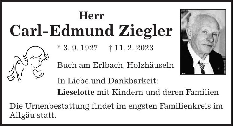 Traueranzeige Carl-Edmund Ziegler