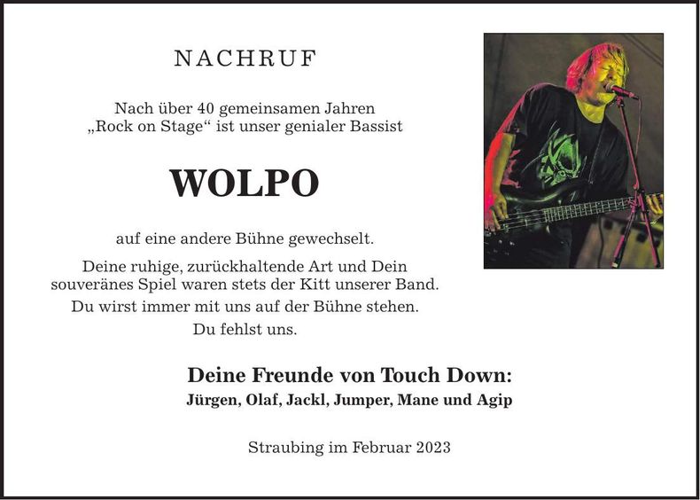 Traueranzeige Thomas Wohlhaupter