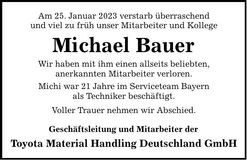 Traueranzeige Michael Bauer