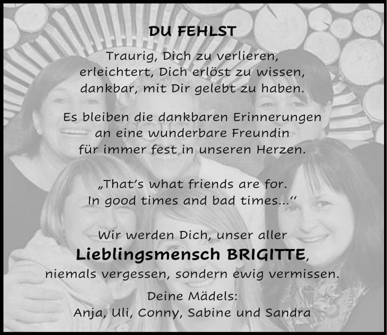Traueranzeige Brigitte Burghardt