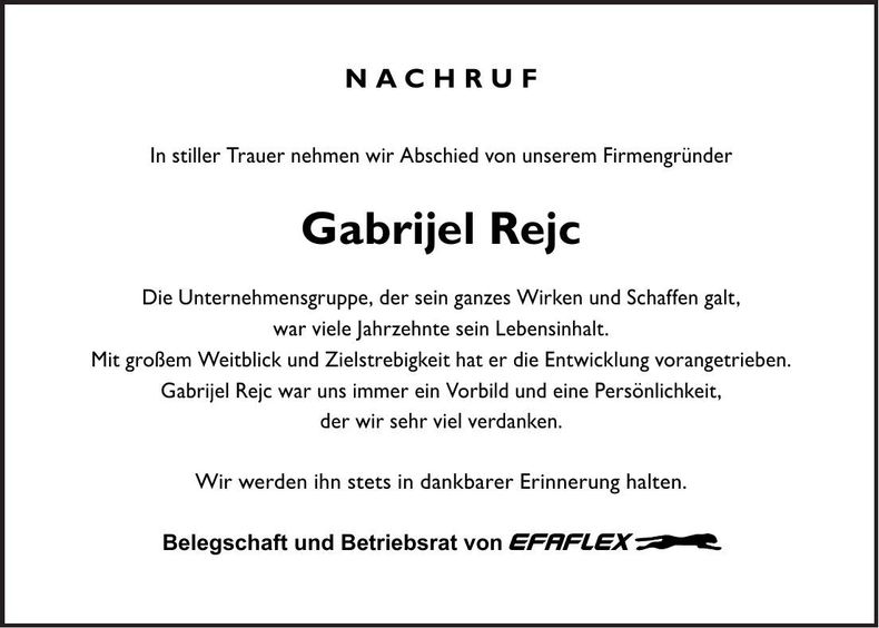 Traueranzeige Rejc Gabrijel