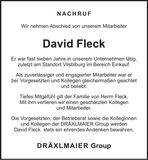 Traueranzeige David Fleck