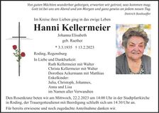 Traueranzeige Hanni Kellermeier