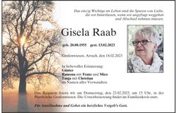 Traueranzeige Gisela Raab