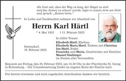 Traueranzeige Karl Härtl