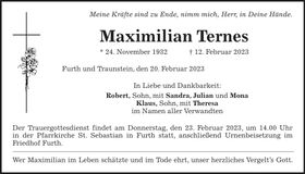 Traueranzeige Maximilian Ternes