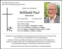 Traueranzeige Willibald Paul