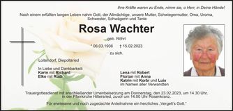 Traueranzeige Rosa Wachter