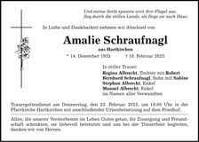 Traueranzeige Amalie Schraufnagl