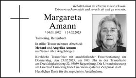Traueranzeige Margareta Amann