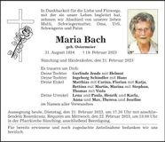 Traueranzeige Maria Bach